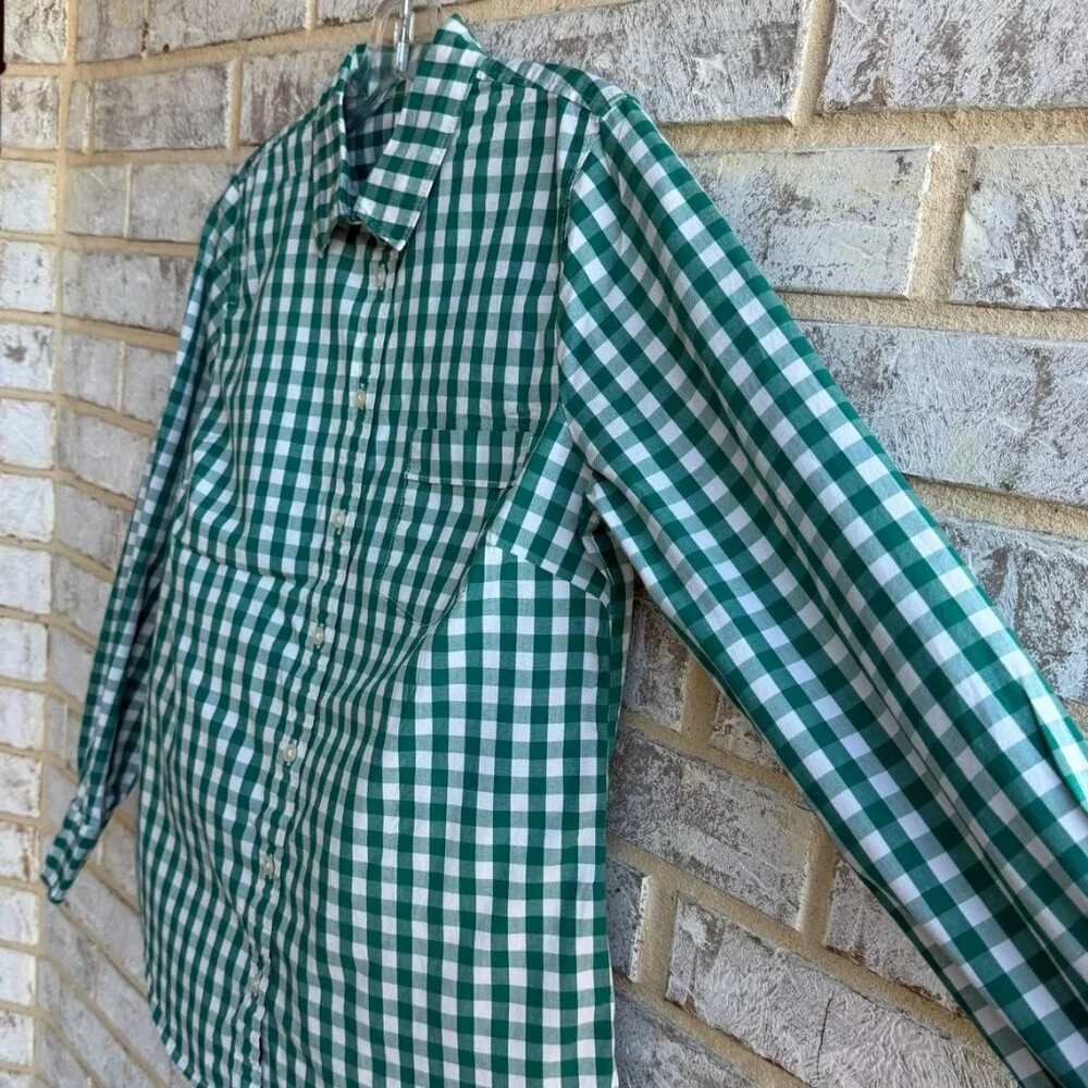J. Crew Teal Green and White Gingham Button-Down Shirt - Picture 6 of 8